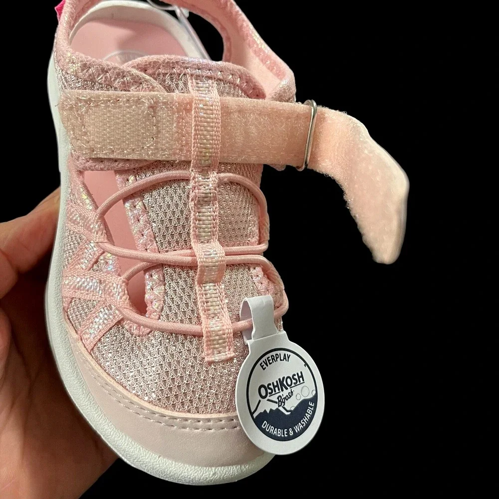 OshKosh Toddler Girls Fisherman Sandal Sz 9 Light Pink Washable Closed Toe Shoes